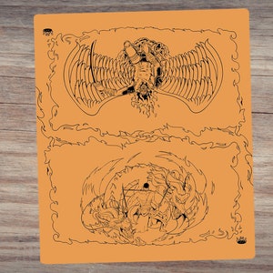 Orange/Black King & Roronoa Zoro One Piece Premium 2 Player Cloth Playmat para jogos de cartas