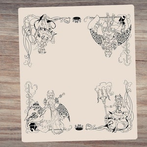 Biege - Labrynth der Silberburg & Knecht Premium 2 Spieler Stoff-Spielmatte für Kartenspiele Yu-Gi-Oh