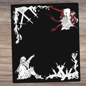 Black & White Power Chainsaw Man Premium 2 Player Cloth Playmat for Card Games Yu-Gi-Oh