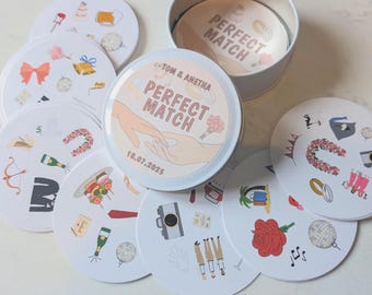 Personalised Wedding Card Match Game: Hand-Drawn Illustrations, Keepsake Favour
