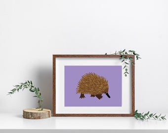 Echidna Illustration Print, Australian Animal Wall Art (A4)