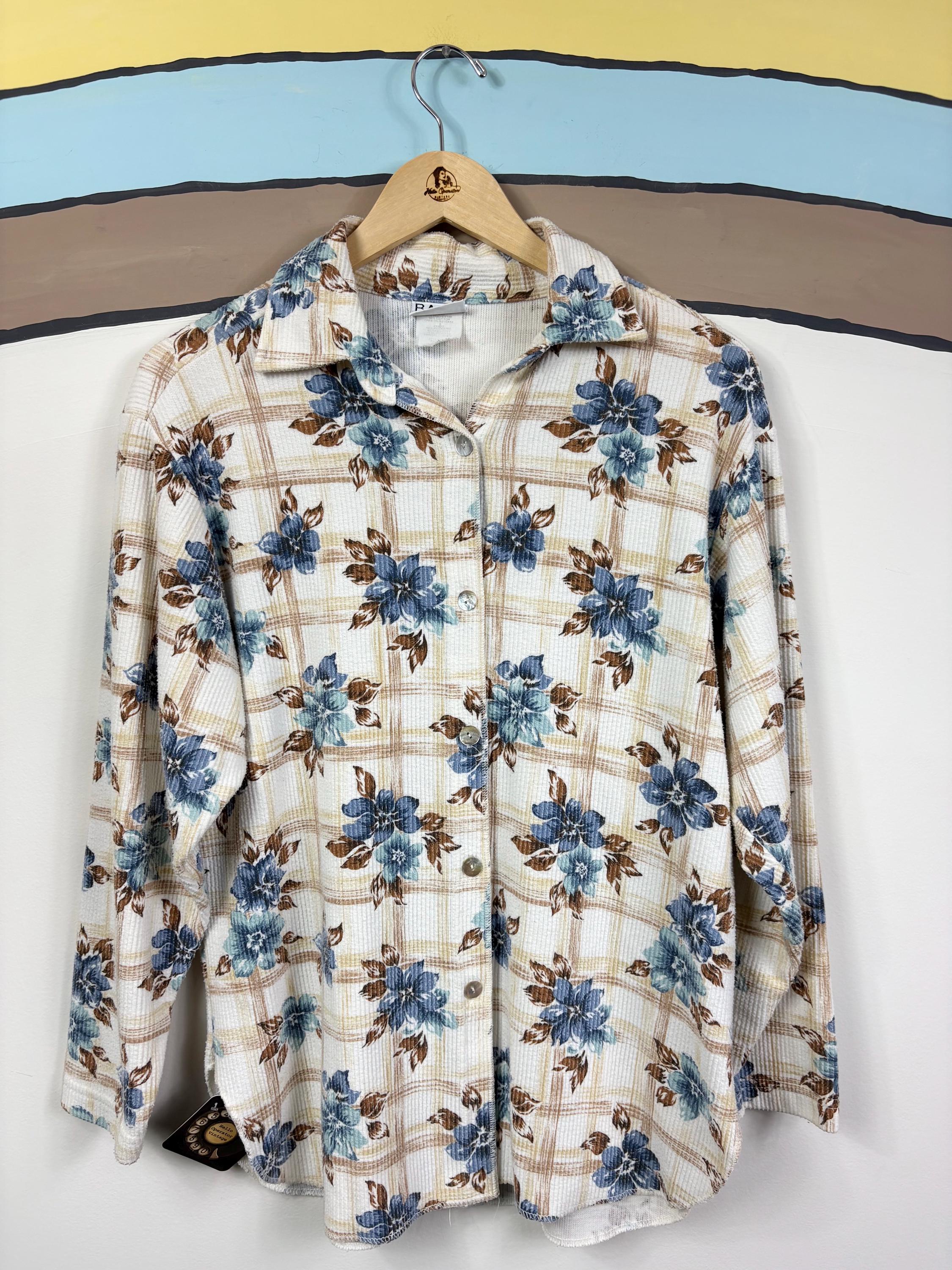 Waffle Knit Floral Shirt - Etsy