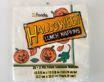 Vintage Deadstock Unopened 1999 Halloween Pumpkin Party Beverage Lunch Paper Napkins by Fonda - HOVP0019