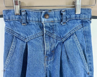 Vintage 80&#39;s Denim High Waisted Saddle Jeans - Girls Size 10