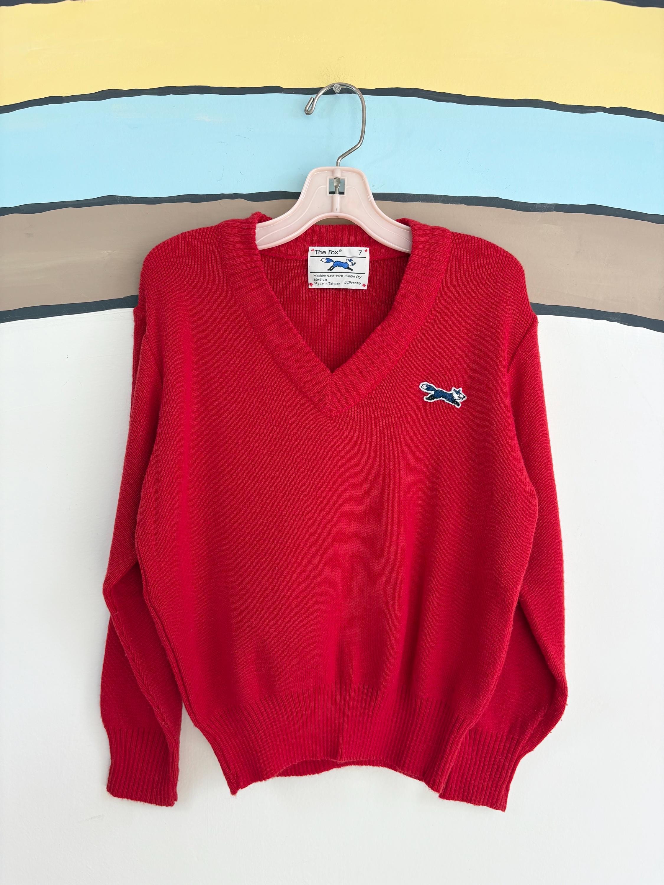 トップス JCPENNEY - THE FOX / GRAY / XL Vintage JCPenney THE FOX SWEATER Gray Pullover V-Neck - Men's XL