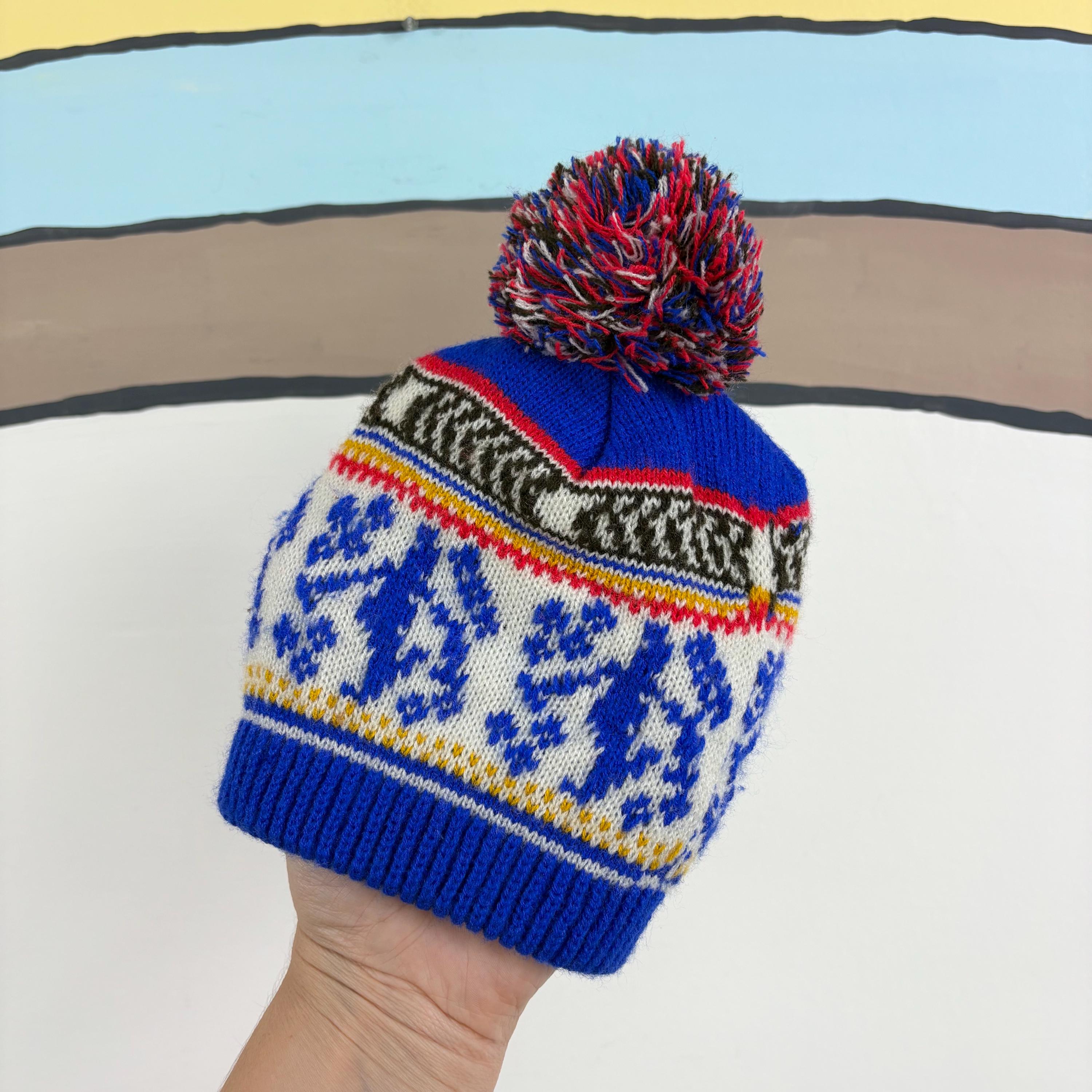 Vintage L.Quest Smith 1970’s 100% Wool Pom Pom Hat. The Pom-pom - Hand-knit Wool Beanie Hat Inspired by Klaus  main image 2