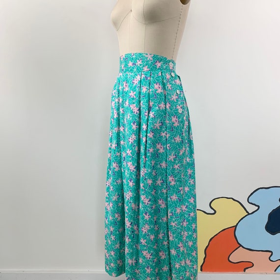 Vintage 80's Minty Green & Bubblegum Pink Floral … - image 4