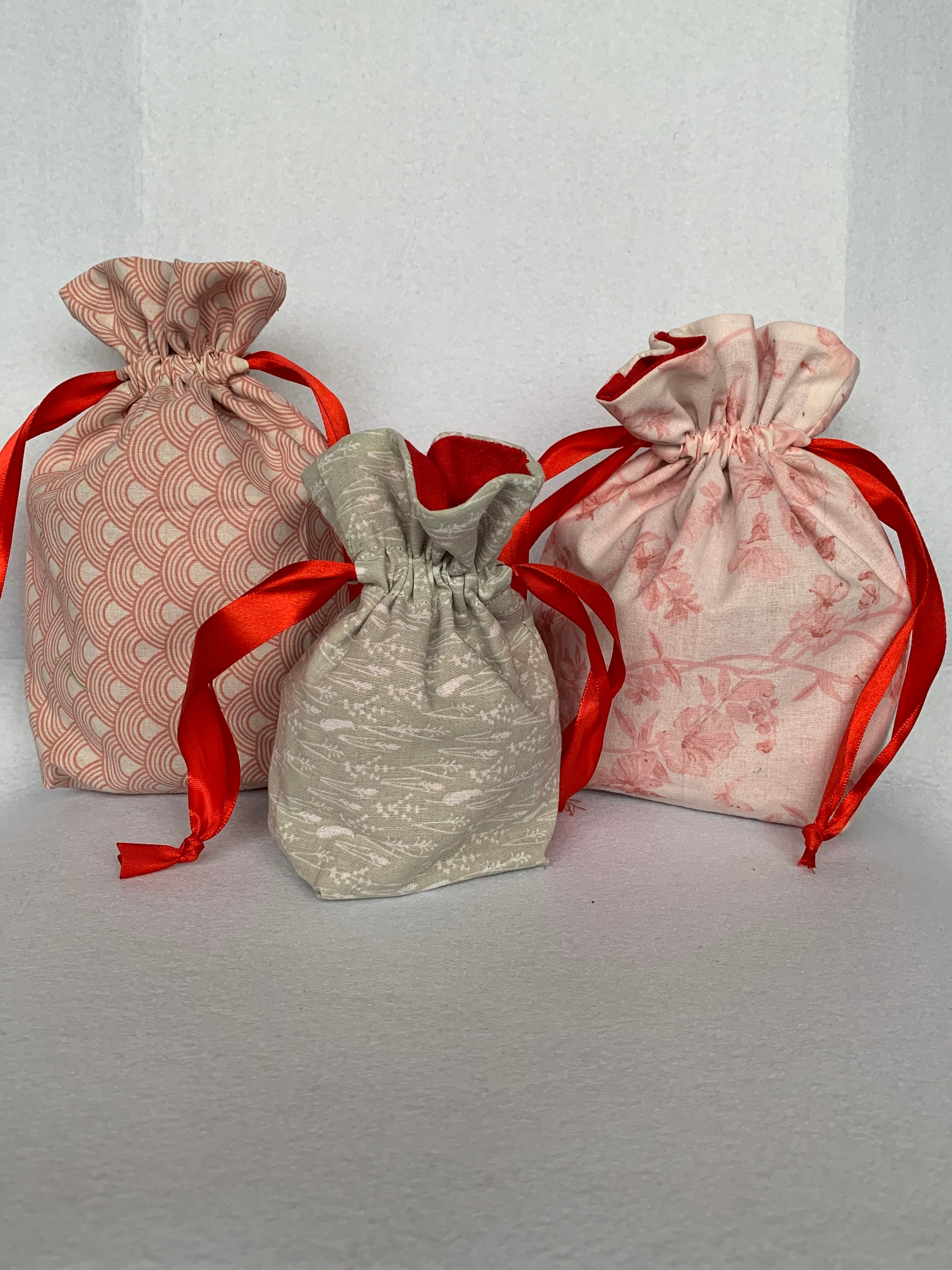 Handmade reusable fabric gift bags set of 3 Etsy