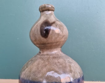工芸品 Scandinavian Vintage vase Scandinavian ceramic vase with blue, ecru & white decor