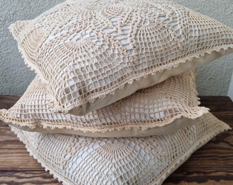 Lot De Dentelles Au Crochet En Coton Faites Main Pour Taie D'oreiller Et Décoration De Literie - Style Jardin