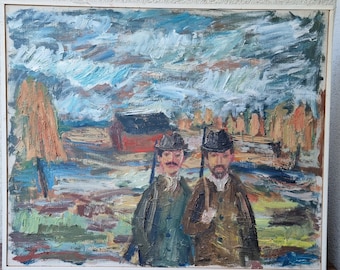 Swedish vintage oil original painting, Olle Wallberg  70s