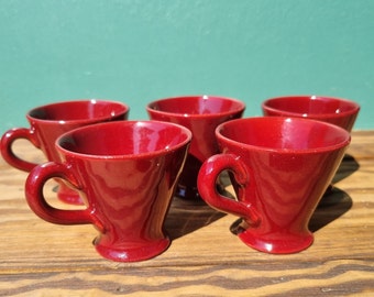 Hoganas small Mulled wine mug , glogg, caffe cups x 5 set burgundy