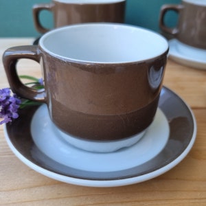 Figgjo Flint Vitro 3561 , service à café duo vintage marron, tasse à café et soucoupe