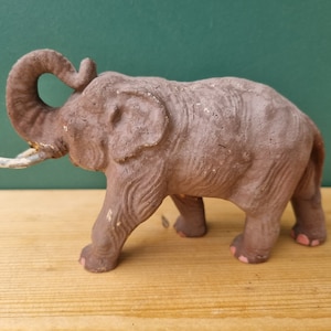 Antique plaster figurine, elephant, L 15 cm, H 8 cm, Gipselefant, Antique Toys