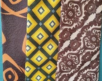 Conjunto de corbatas vintage de los años 70, sharming, colores cálidos, brigt, regalo para él