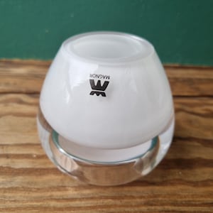 Magnor Norway White Transparent Crystal Candle Holders,  paperweight
