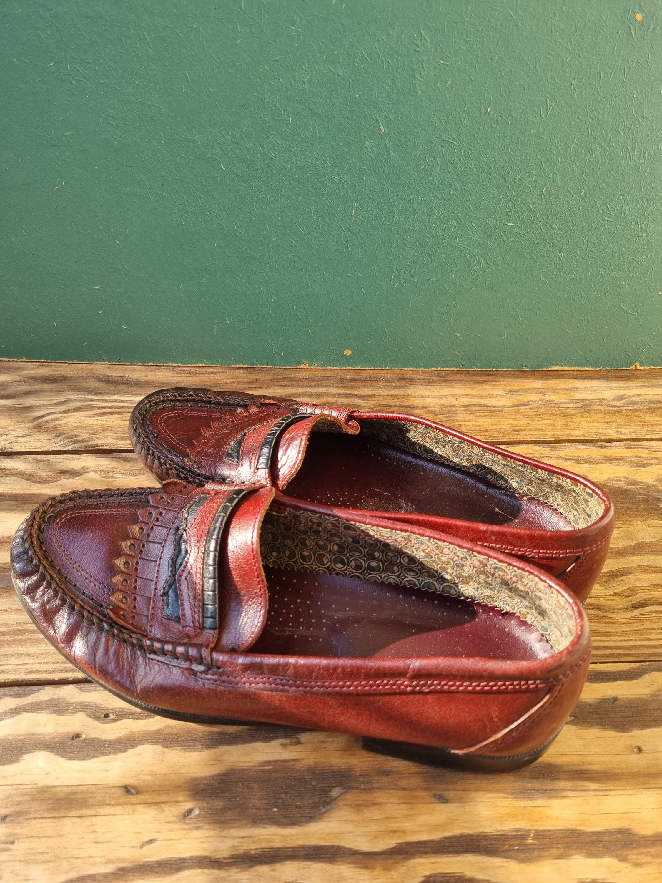 Vintage Italian Leather Penny Loafers Red Brown US 9.5 - Etsy Canada