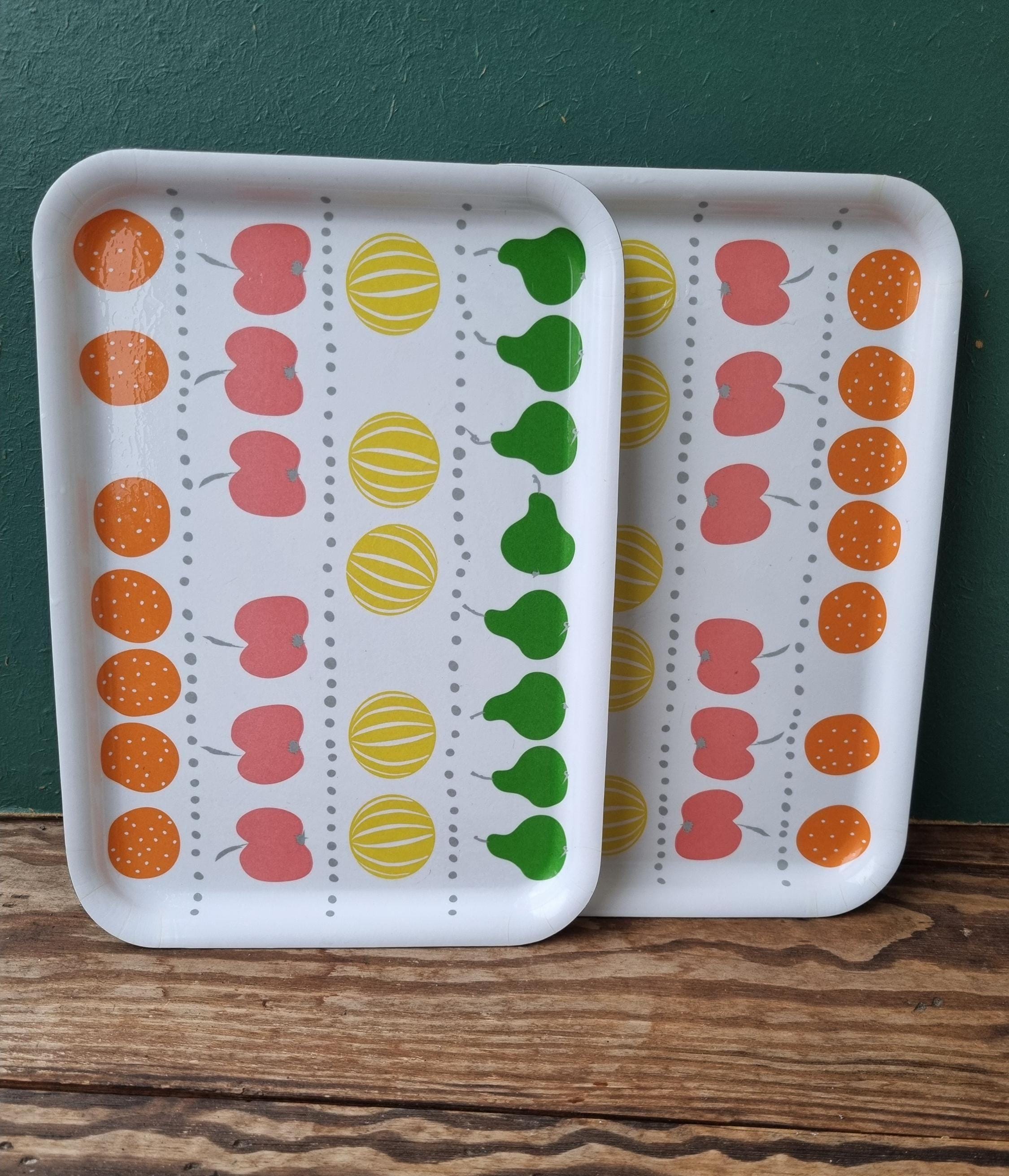 Pair of IKEA Melamine Trays | Playful Scandinavian Fruit Pattern