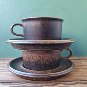Arabia Ruska duo coffee set, 2 Flat Cup & 2 Saucer, Ulla Procopé