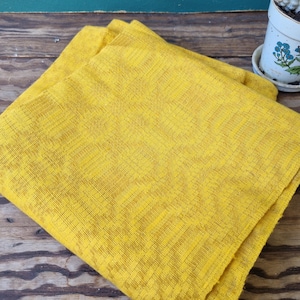 Vintage linen tablecloth, Sweden handmade, bright yellow