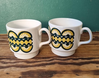 Staffordshire Potteries Ltd,set of 3 Floral and Geometric Mugs