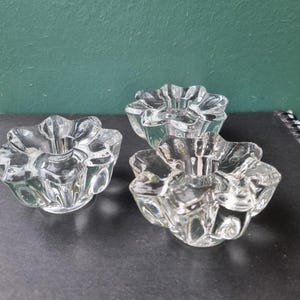 Orrefors Sweden Stella Crystal Trio Candle Holders Sweden 70s
