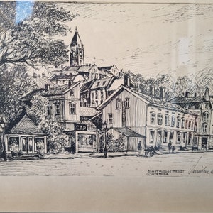 ALF DANIELSEN. graphic print, Göteborg, Graphic sheets 70s, Masthuggstorget