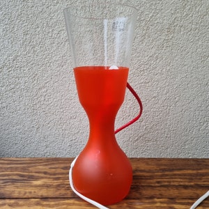 Rare vintage IKEA table, bedside lamp &quot;Schlager&quot; in red glass