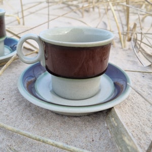 Höganäs Keramik AGAT series duo vintage Coffee Cup Saucer 70s