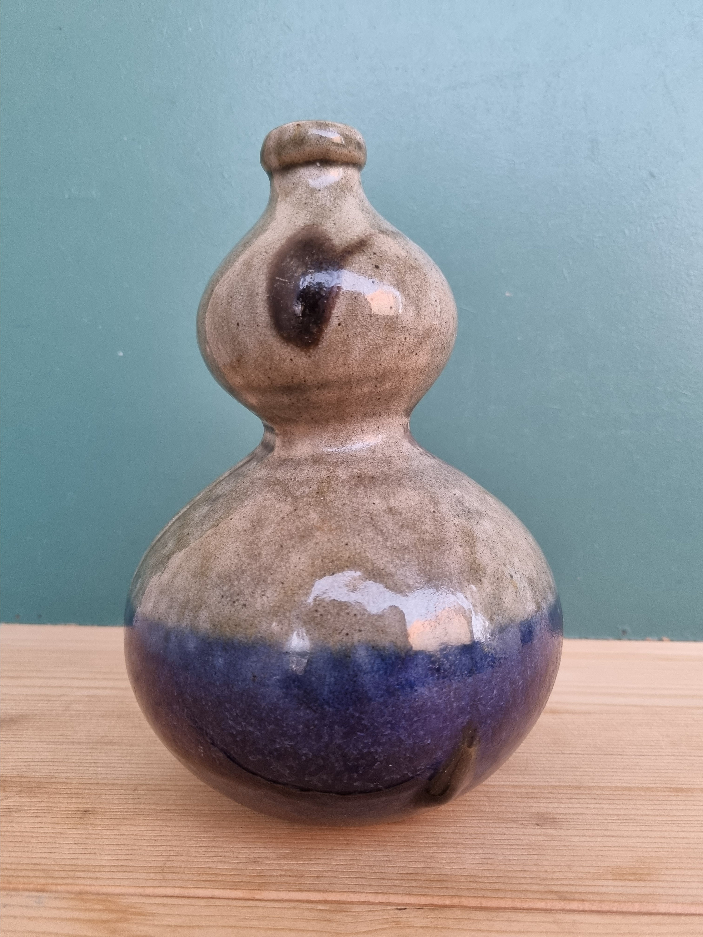 工芸品 Scandinavian Vintage vase Stoneware Double Gourd Vintage Vase , Swedish Ceramic Vase