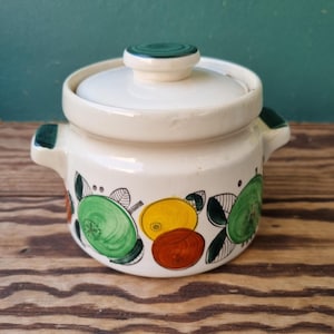 Vintage Fruit Motif Ceramic Dish with Lid Rörstrand &quot;Fructus&quot; 60s
