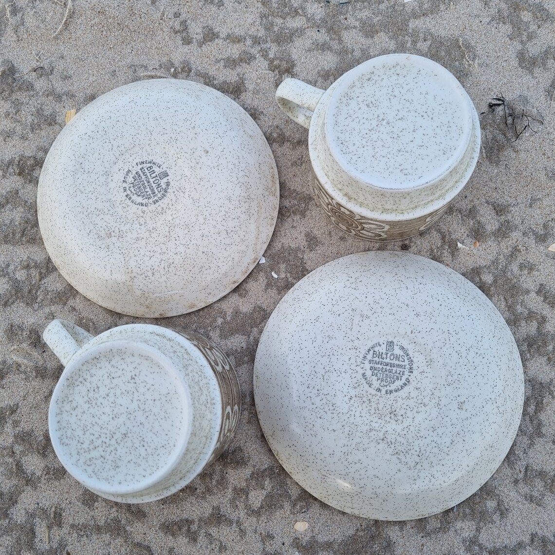 Bilton England Stoneware Cups and Saucers Vintage British Etsy
