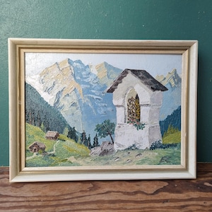 Pintura al óleo original vintage, Erich Garow, Tiroler Alpen años 60