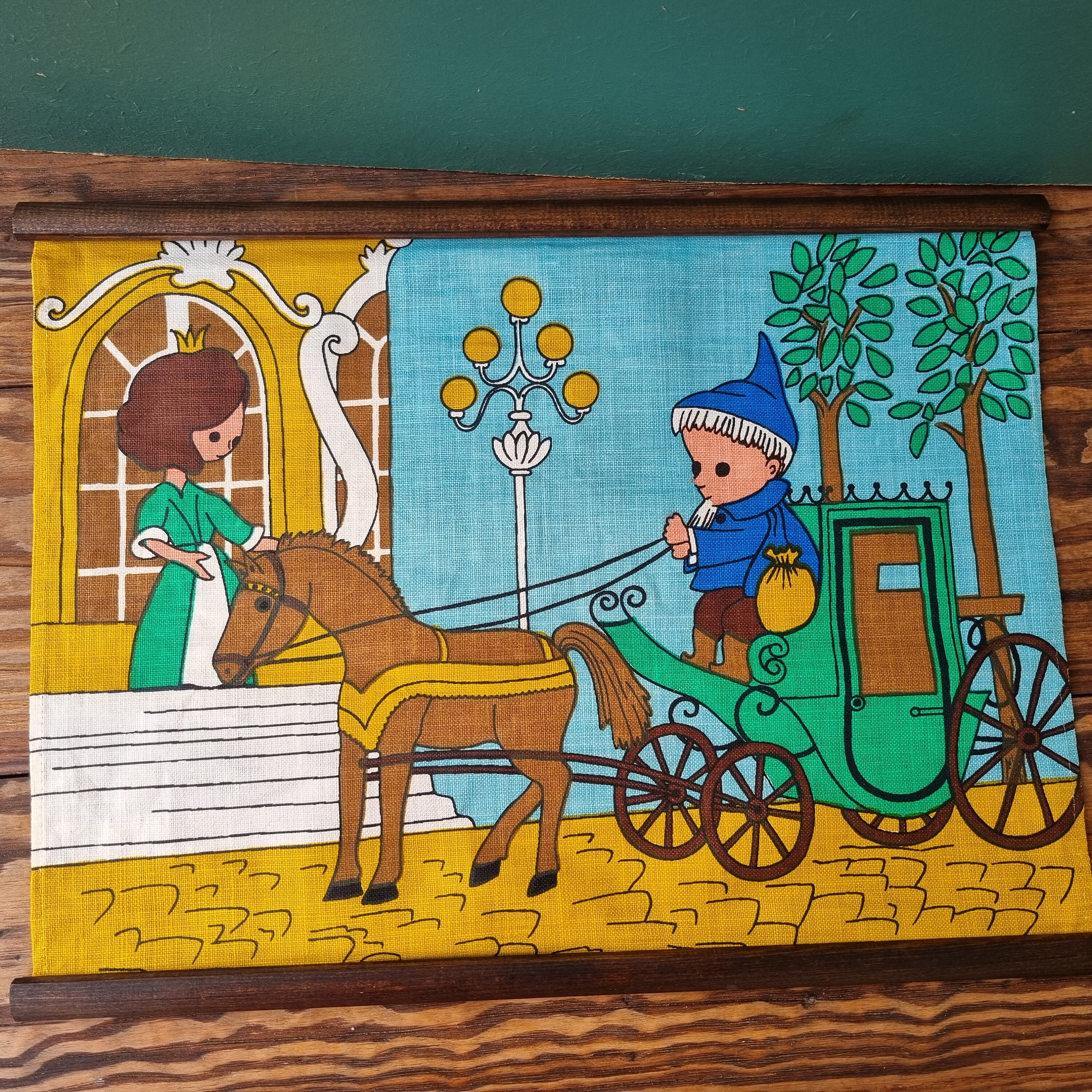 希少　北欧スウェーデン作家の壁飾り　　　　石器製　ヴィンテージ ヴィンテージスウェーデンタペストリー、プリンセスとジョン・ブランド