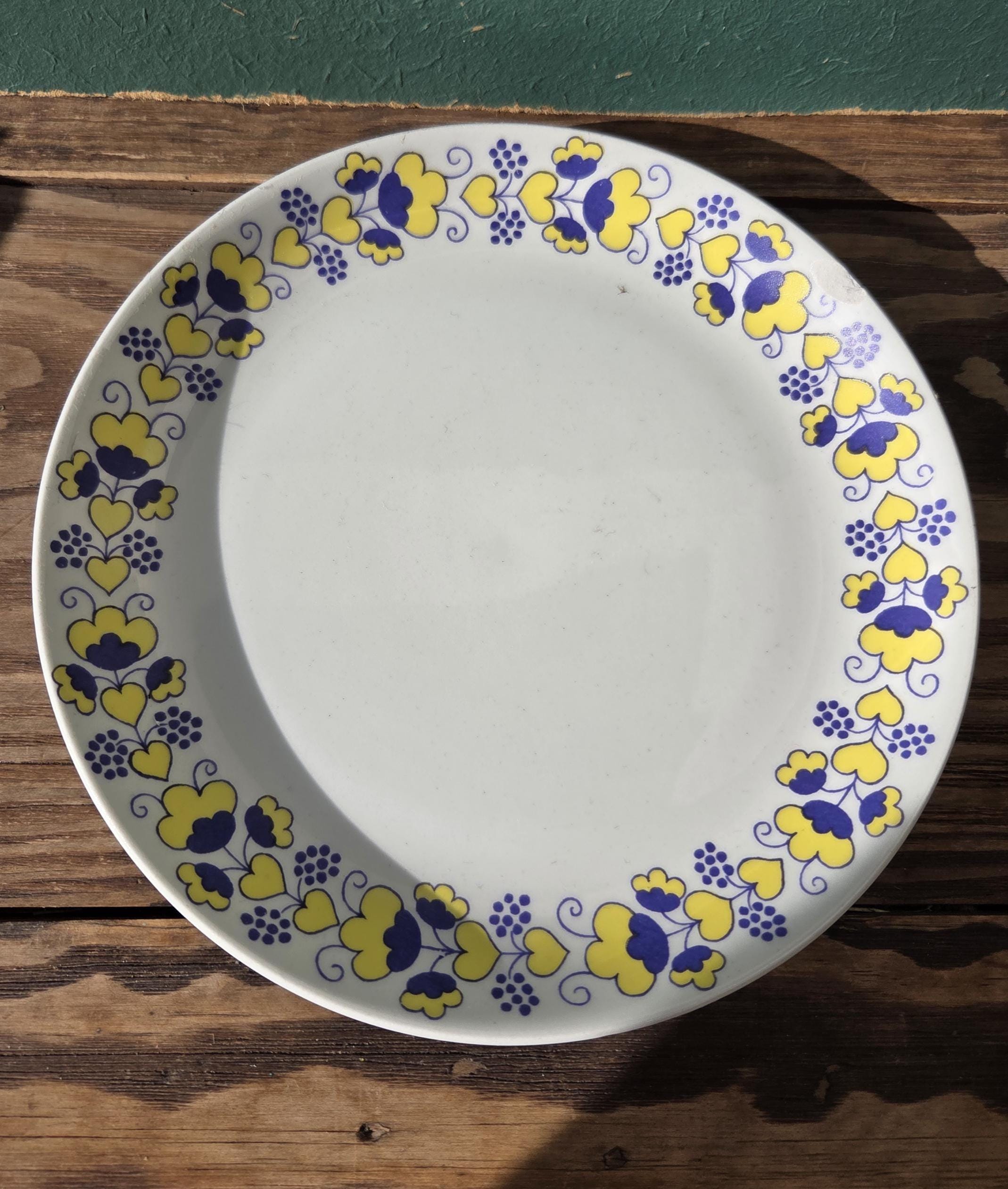Arabia Finland Ruotsi Plate | Wartsila Era Blue Yellow Nordic Folk