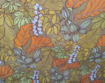 70s Curtain  panel yellow floral vintage textile from Sweden
