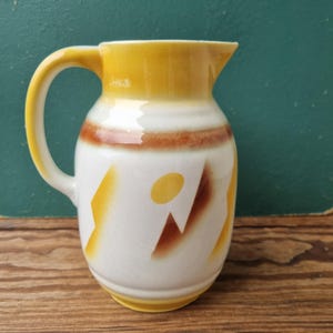 Art Deco ceramic jug cocoa pot around 1920, white yellow jug