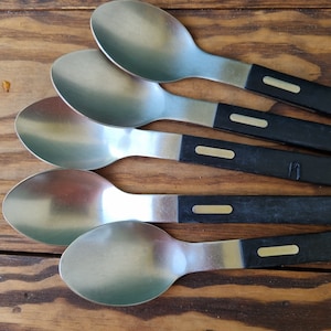 Danish Modern Style, Stainless Steel, plastic, vintage  spoons 70s