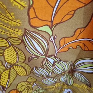 70s Curtain  panel, yellow floral vintage fabric from Sweden