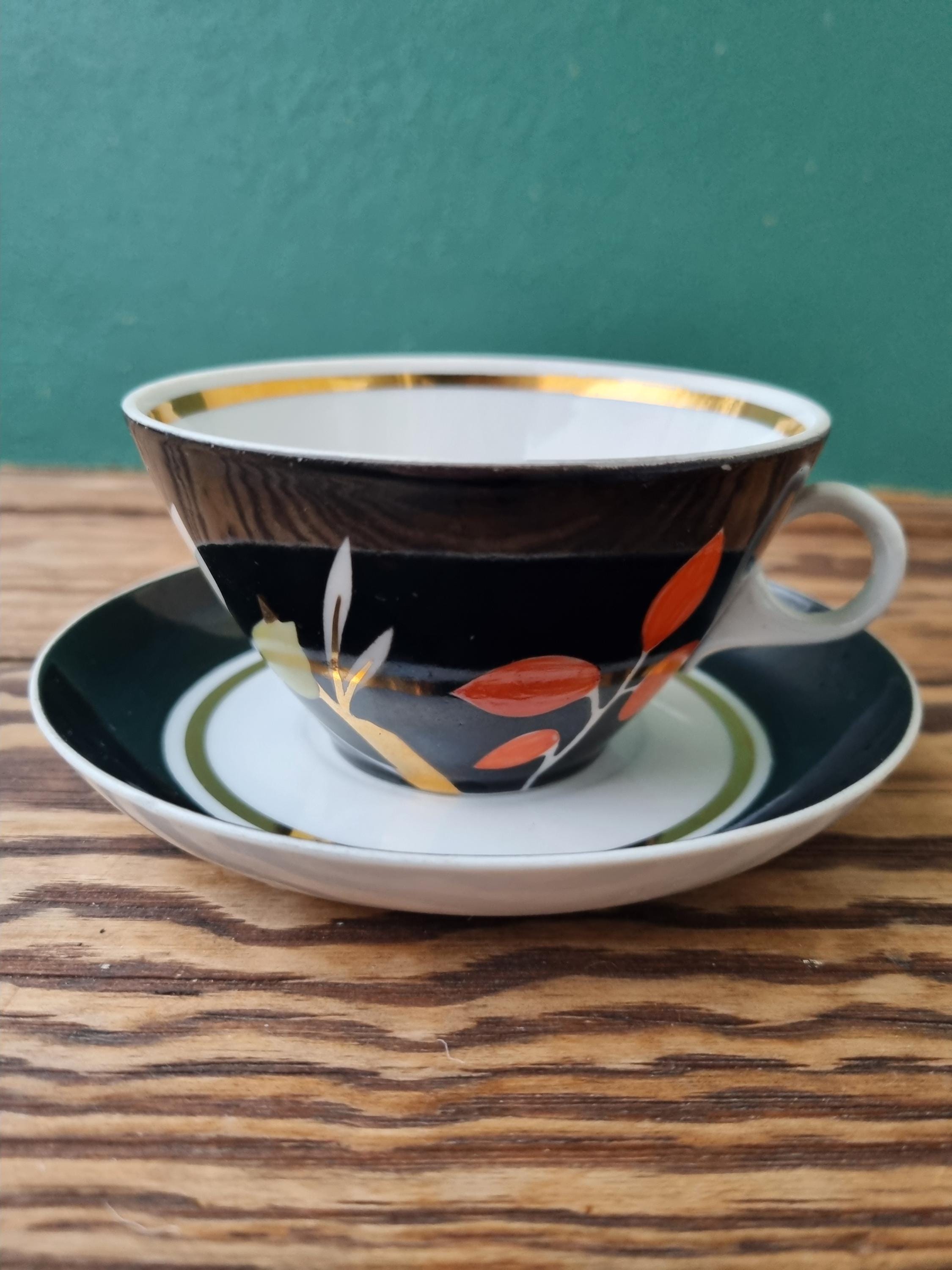 Dulevo Russian Porcelain Black Tea Set, 1960s 