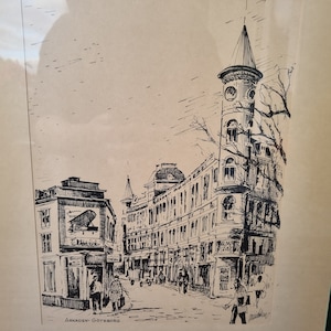 Graphic vintage print, Göteborg, by ALF DANIELSEN Graphic sheets 70s, Arcaden