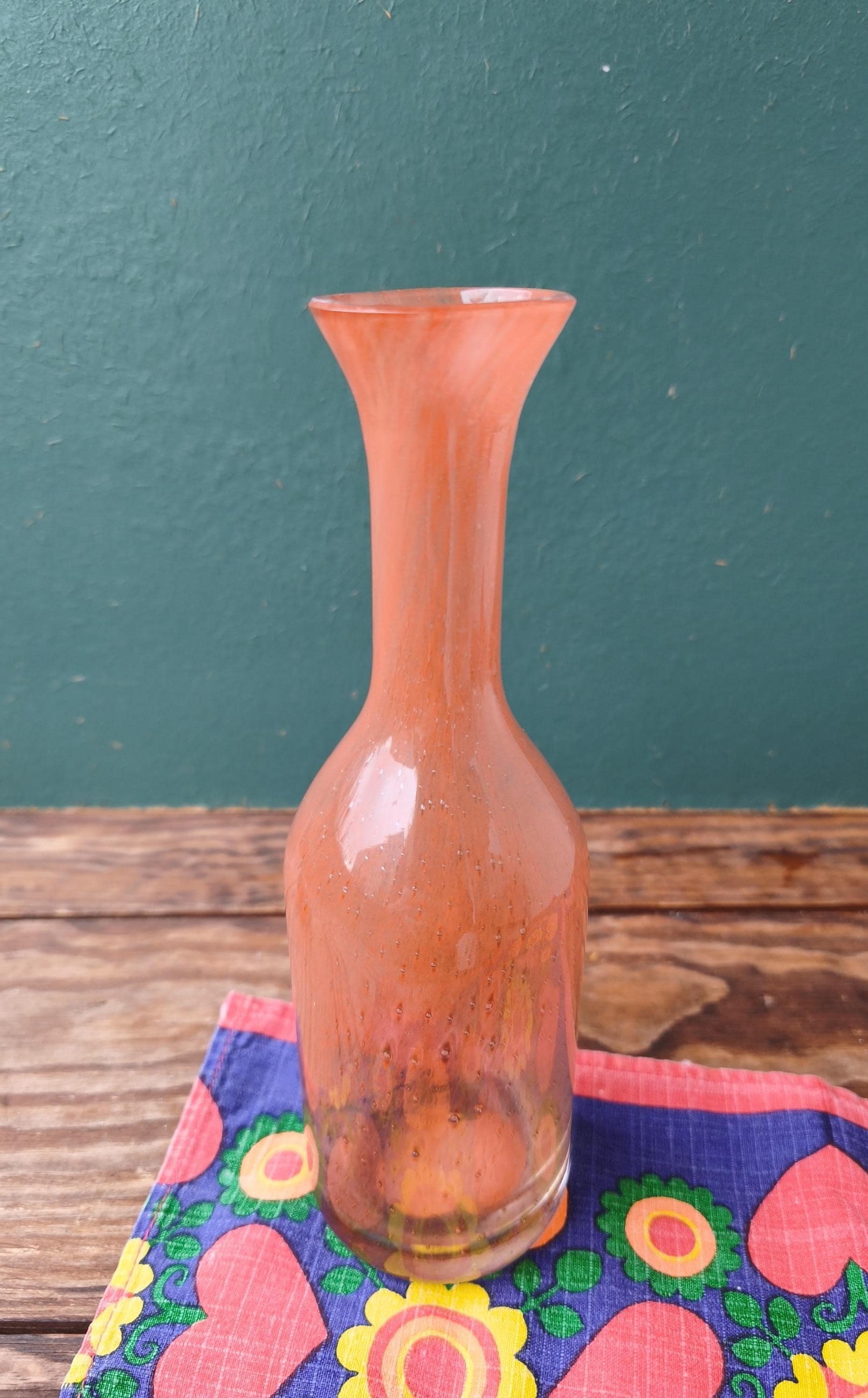 Vintage Ekenäs Swedish Art Glass Vase, Scandinavian Mid Century