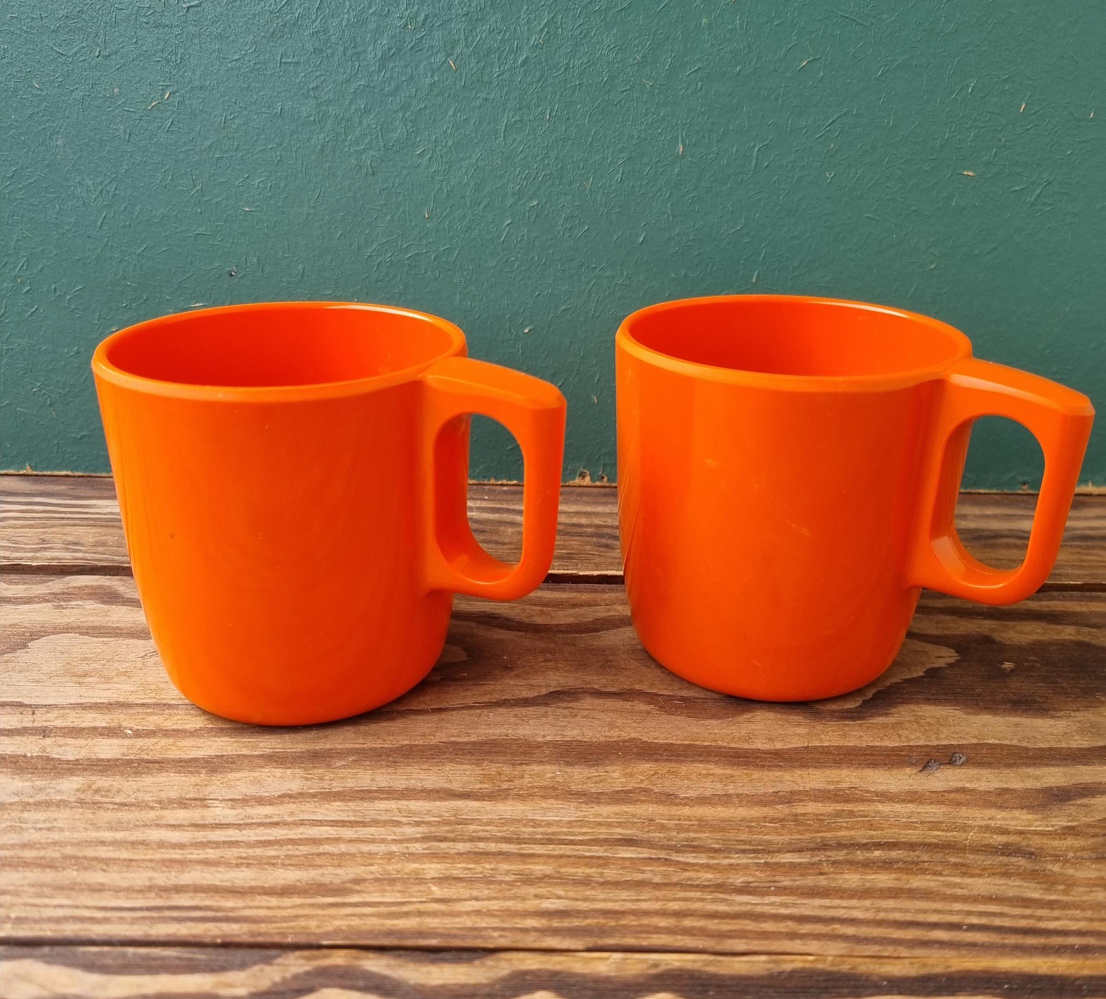 Vintage Mepal Rosti Set of Two Cup, Service Rosti 300 Orange Mugs