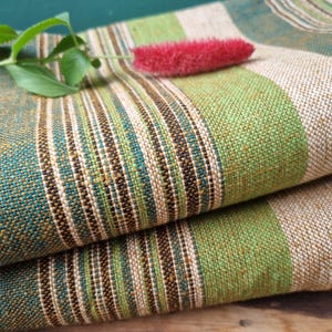 Vintage Emerald Green 2 small curtains, Swedish Vintage Curtain, cotton 70s
