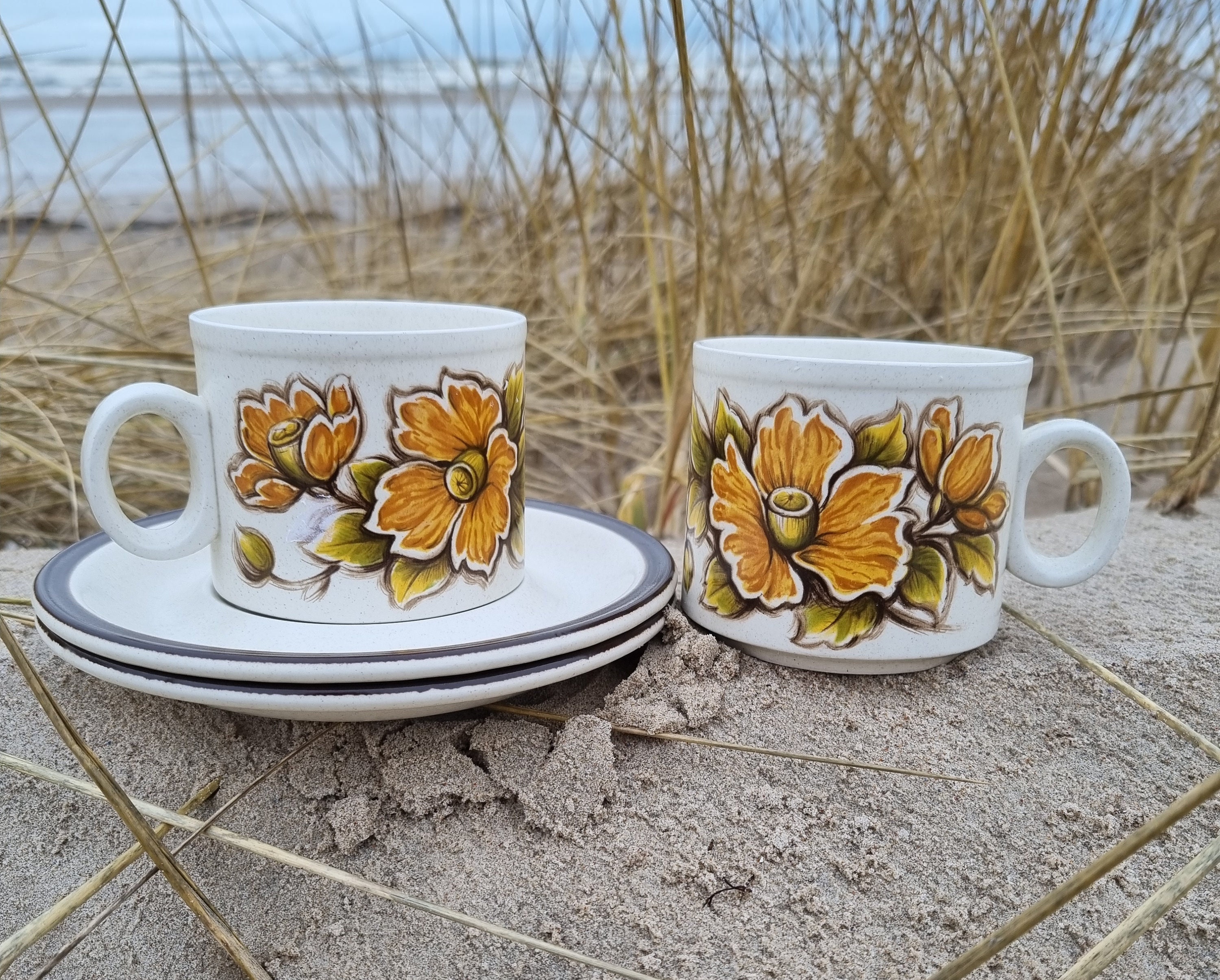 Vintage Floral Doverstone Mugs Made in England 