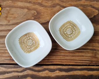 Vintage Porsgrund mini cups porcelain gold painting 70s