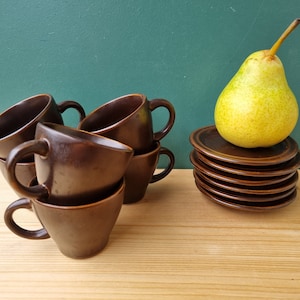 Vintage Ikea Espresso Cups with Saucers Swedish Modern Valuta Set