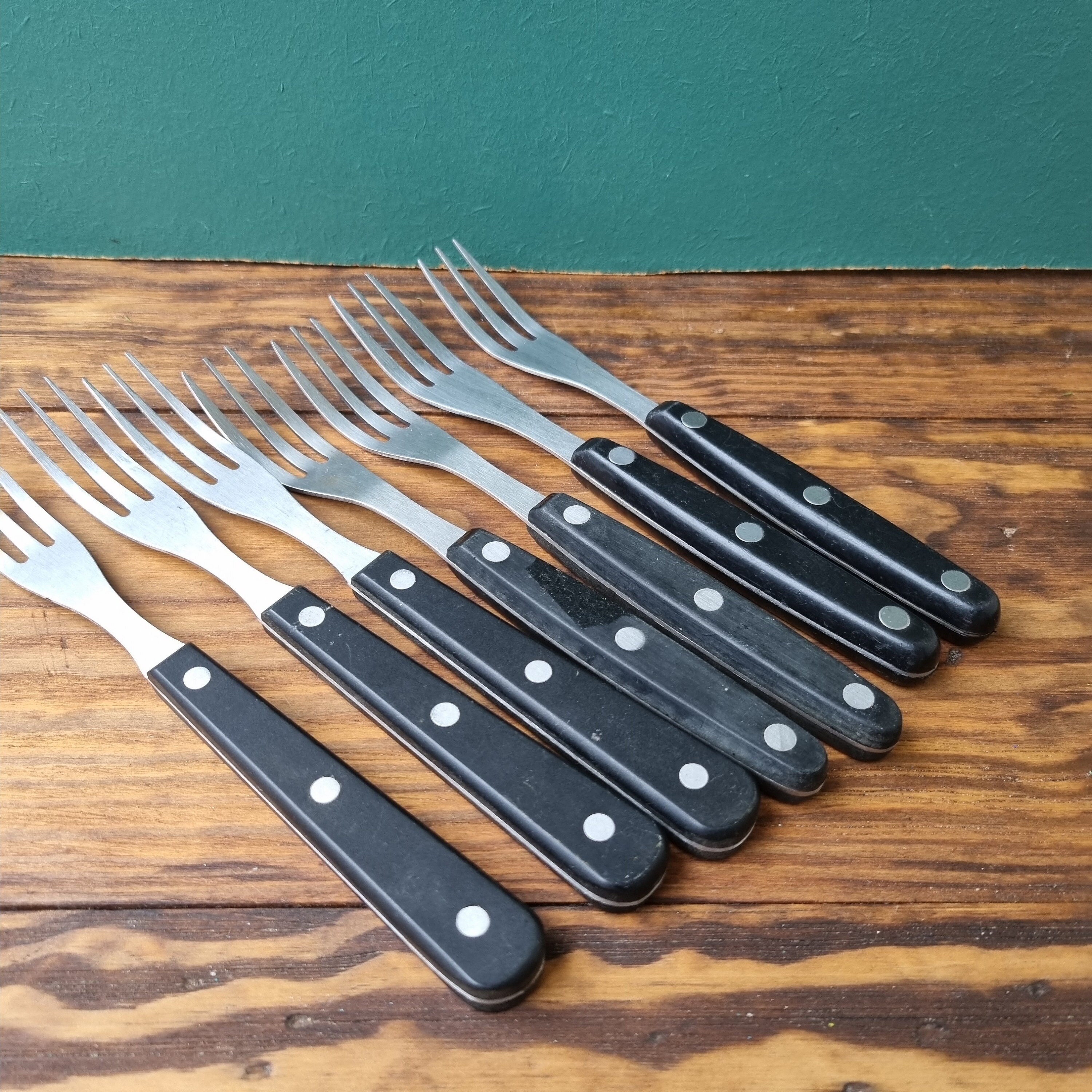 Vintage Besteck 80 Er Made in Taiwan, Stal Black Plastic, Flatware 7