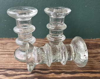 Scandinavian Modern Art Glass Candle Holders, Staffan Gellerstedt Vintage Set of 3