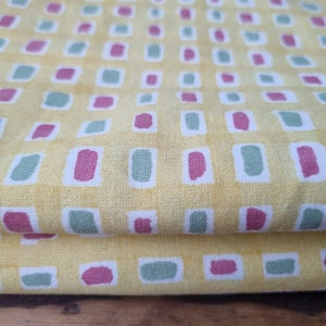 Vintage Scandinavian Cotton Curtains Yellow Pink Green by Birgitta Johnsson-Nyysti